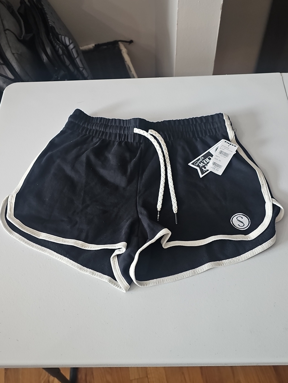 Salty Crew Black Women's Athletic Shorts with White Trim